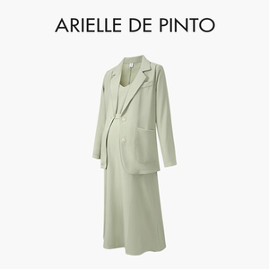 法国ARIELLE DE PINTO孕妇春季新款时尚西装上衣吊带连衣裙套装女
