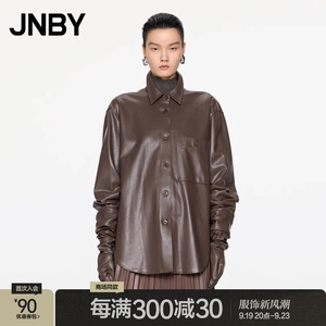 【商场同款】JNBY/江南布衣24秋新品环保仿皮衣衬衫夹克5X9A10060