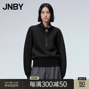 JNBY/江南布衣秋季卫衣宽松立领长袖设计感大拉链空气层上衣女