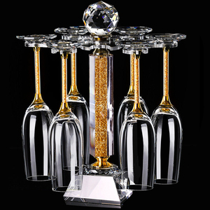 香槟杯套装水晶钻石红酒高脚杯气泡杯倒挂旋转杯架欧式结婚礼物