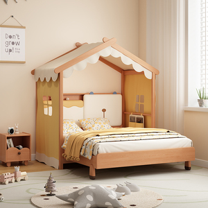 树屋床全实木童趣儿童床男孩女孩帐篷床可拆卸家用卧室房子床1.5m