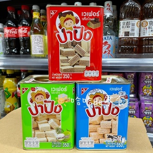 泰国进口UNITED牌零食甜点铁罐装巧克力味椰子味牛奶味威化饼干