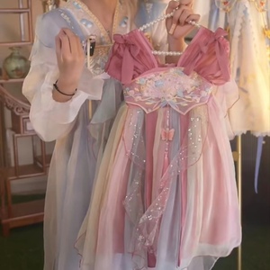 女童新中式连衣裙夏季韩版儿童国风时髦网红超仙公主洋气网纱裙子