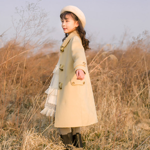 儿童羊绒大衣中长款2023新款韩版洋气女童双面呢中大童羊毛呢外套