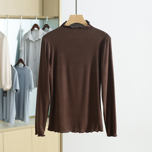 ●韩版纯色微领修身保暖针织T恤品牌女装22冬打底衫，全新的