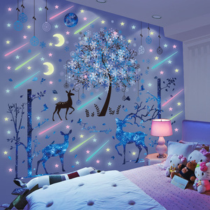 墙贴纸自粘儿童卧室装饰品布置女孩温馨床头网红房间改造夜光贴画
