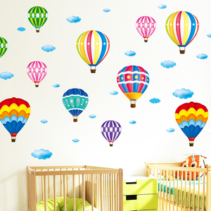 卡通创意贴纸墙纸自粘宝宝婴儿房幼儿园墙面装饰画环创材料热气球
