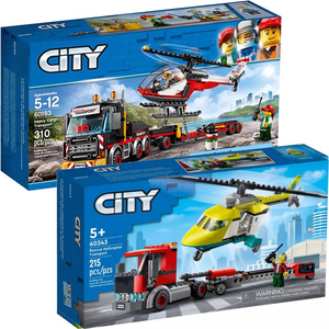 城市系列60343重型救援直升机运输车60183儿童益智拼装乐高积木男