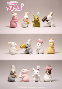 外贸散货 仿真动物 小兔子 日本可爱小动物 微景观 手办模型摆件