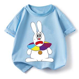 2024儿童新款小丑兔兔印花短袖t恤夏日多巴胺男女童痞帅风上衣服