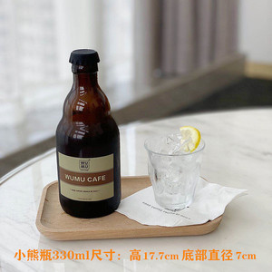新款啤酒奶茶瓶250ml330ml白熊瓶硅胶盖子精酿茶色小棕玻璃密封罐
