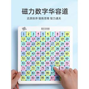 数字华容道滑动拼图磁力版小学生益智玩具儿童三国板华龙华荣滑轮