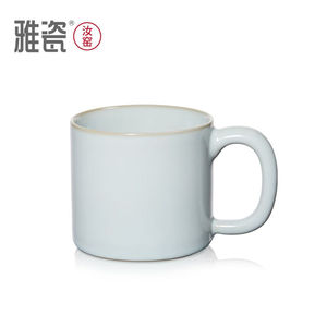 雅瓷汝窑杯子办公室陶瓷马克杯泡茶喝咖啡冰裂釉开片大容量汝瓷雅