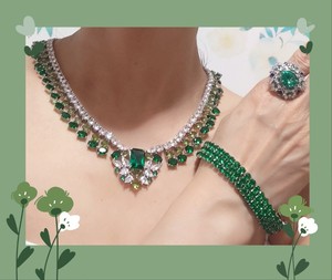 绿水晶手链+项链+开口戒指～艾尼珠宝～实物比图片更美