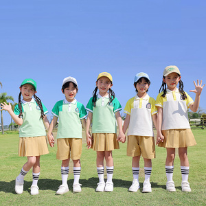 幼儿园园服夏季绿色一年级老师班服夏装小学生校服春秋运动会套装