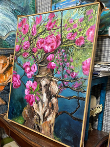 玄关大树大芬村抽象植物花卉客厅装饰画苍天入户挂桃花运寓意好画