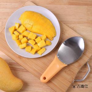 芒果切丁神器不锈钢开水果分割挖粒模具多功能吃西瓜勺切块专用刀