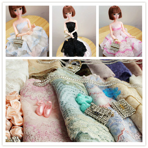 芭比娃娃衣服布料diy手工制作公主儿童洋娃娃裙子材料包花边蕾丝
