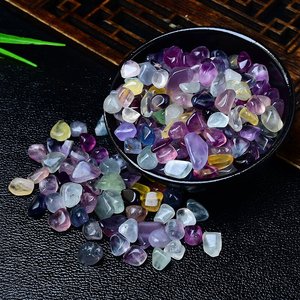 天然彩萤石水晶碎石小颗粒摆件七彩石宝石鱼缸花盆造景装饰石头