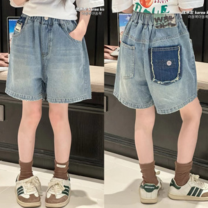 波拉bora韩国童装洋气女童牛仔短裤2024新款儿童夏季裤子薄款男童