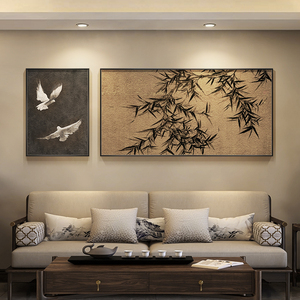 新中式客厅装饰画宋代美学沙发背景墙竹子挂画复古中古风茶室壁画