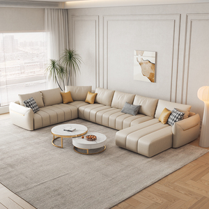 新款北欧猫抓布艺沙发客厅现代简约轻奢U型转角中大户型意式组合