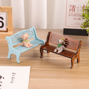 迷你椅子摆件公园椅木质模型复古微场景布置装饰品创意拍照小道具