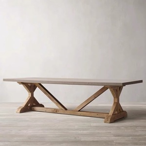 复古水泥色实木餐桌简约大型会议桌长桌子创意培训桌办公室洽谈桌