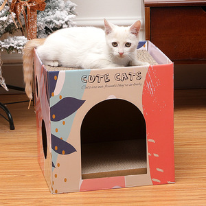 猫窝猫抓板一体房子瓦楞纸耐磨不掉屑耐抓纸箱屋磨爪神器猫咪玩具