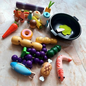 切水果玩具 儿童过家家仿真厨房切蔬菜水果木制 海鲜食材甜点