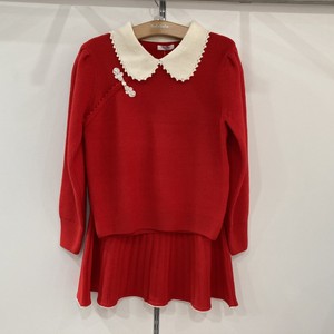 巴拉巴拉女儿童红色新年针织衫裙子套装2024春装新款202124104003