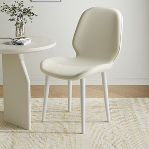 奶油风餐椅家用轻奢高级白色餐桌椅2023新款餐厅凳子靠背休闲椅子