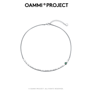 OAMMI原创设计潮牌简约长方体拼接钛钢项链可调节简约蛇骨链