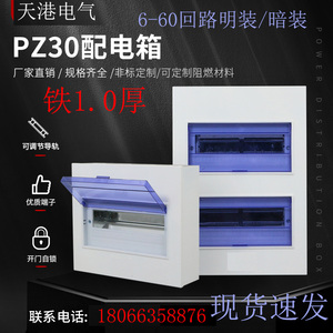 PZ30暗装配电箱强电箱照明空气开关盒布线盒回路箱家用盖板加厚