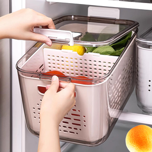 家用收纳盒冰箱收纳盒保鲜盒抽屉式食品级分格沥水篮蔬果整理神器