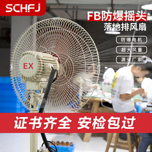 防爆摇头扇500/600/750落地式壁式牛角扇380V工业防爆电风扇220V