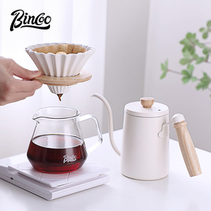 Bincoo陶瓷v60折纸滤杯手冲咖啡壶套装咖啡过滤器分享壶白色户外