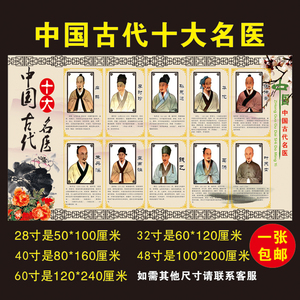 李时珍华佗扁鹊中国古代十大名医堂名医画像挂图中医宣传海报写真
