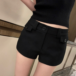 titi小姐姐【韩模女团裤】长腿max低腰显瘦西装短裤女黑色休闲裤
