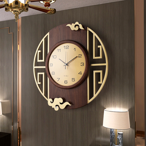新中式实木轻奢挂钟表客厅挂墙时钟家用创意2023新款高档钟表挂表