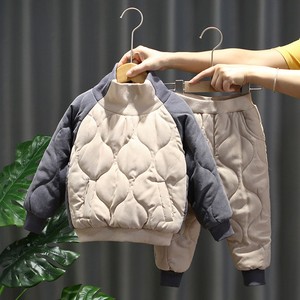 男童冬季棉衣套装2023新款宝宝洋气冬装中小儿童韩版加绒两件套潮