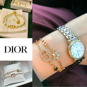 正品Dior迪奥手链女士新款CD字母镶钻五角星星双层手环手饰情人节