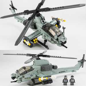杰星积木眼镜蛇武装直升机阿帕奇鱼鹰运输飞机军事战斗机拼装玩具