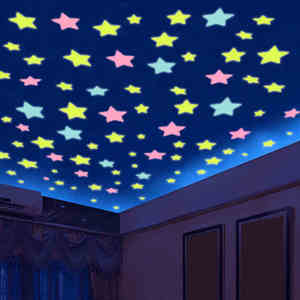 3D立体星星夜光贴纸天花板屋顶装饰品卧室儿童房间网红出租屋改造