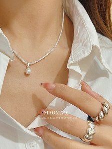 【MAOMAO.】意大利银珍珠项链S925纯银女生女款出口日韩小众轻奢