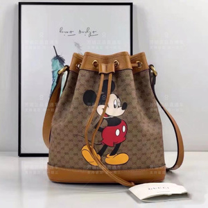 国现Gucci古奇 迪士尼联名款米老鼠印花小号水桶包 单肩包 斜挎包