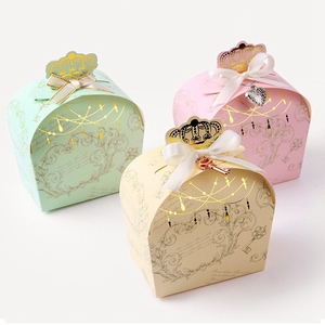欧式烫金皇冠礼品折叠喜糖彩盒子韩式小饰品糖果包装彩盒 10个