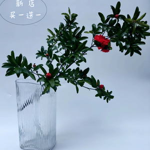 石榴花鲜切绿植中式插花高级感红色鲜花瓶插花小众花材买一送一