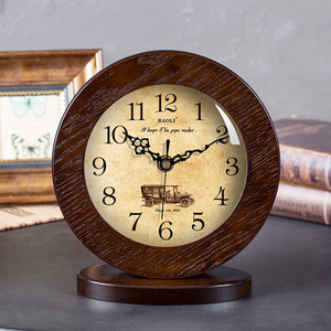 欧式创意坐钟摆钟客厅美式简约实木钟表座钟静音现代卧室台钟