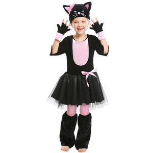 派对话剧万圣节动物角色装扮服cosplay黑粉猫咪蝴蝶结儿童演出服